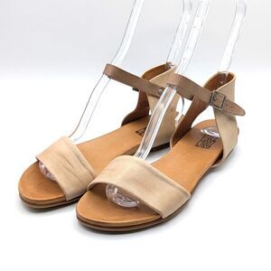 Miz Mooz Alanis Buckle Sandals Ankle Strap Brown & Tan Leather Women's Size 8